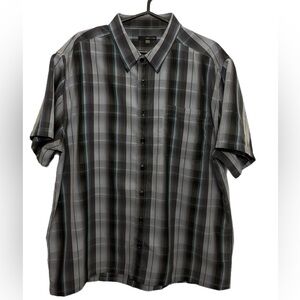 Men's Black and Gray Plaid Button Down Shirt